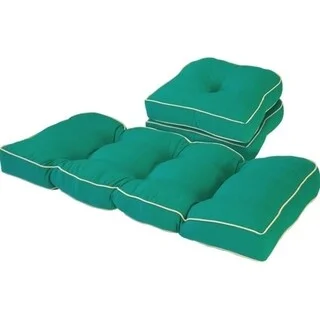 Outdoor Solid Teal Gussett 3 Piece Cushion Set