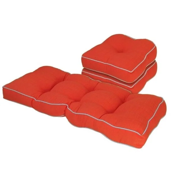 Outdoor Solid Watermelon Gussett 3 Piece Cushion Set