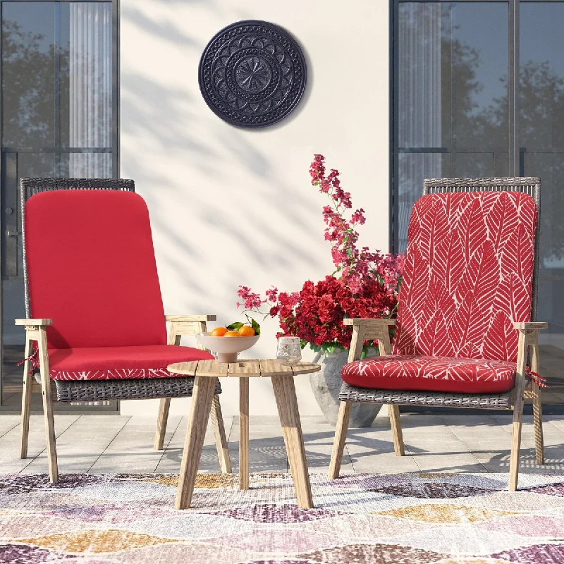 Ruby Red Feather Print High Back Chair Cushion 20 x 45 in Red - 20" x 45"