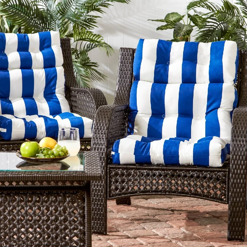 San Elijo 2-piece Outdoor High Back Cabana Stripe Chair Cushion Set by Havenside Home