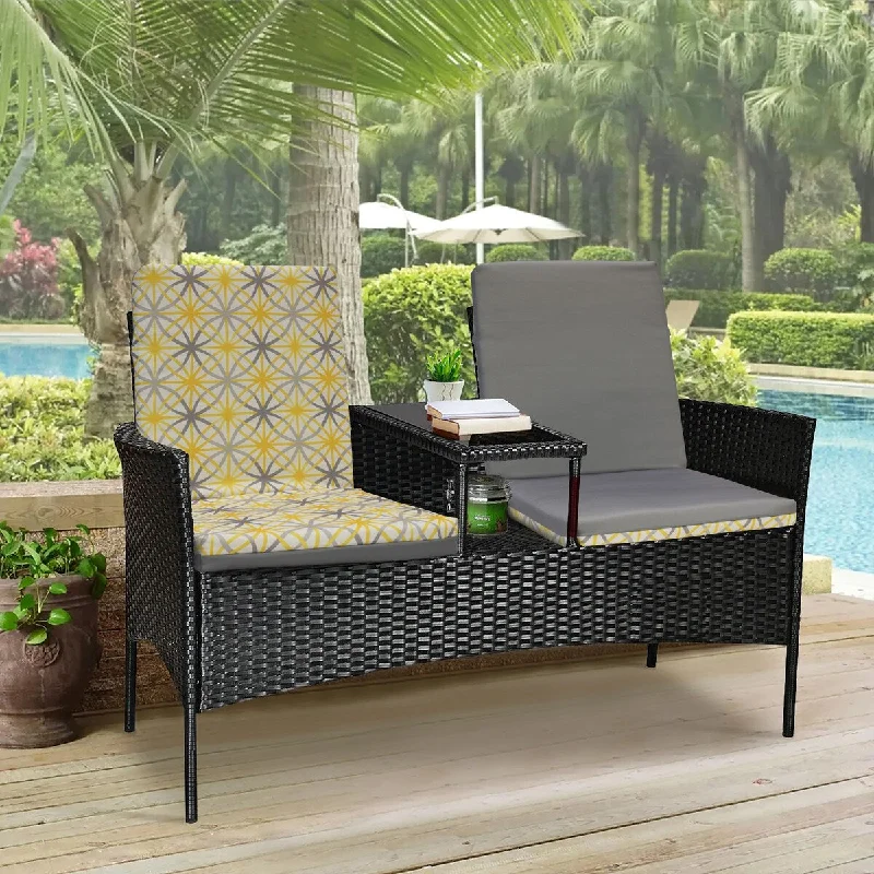 Sunny Citrus Outdoor Geometric Flower Printed High Back Cushion 22 x 44 in Multi - 22" x 44" x 2.75"