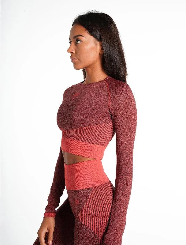 ADAPT Seamless Long Sleeve Crop Top - Coral Quartz