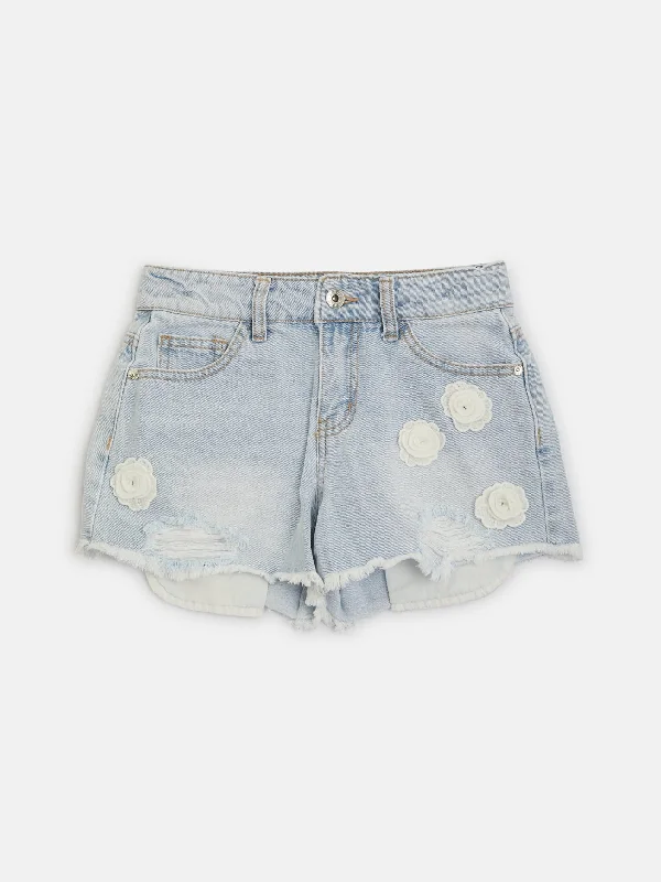 Flowers Denim Shorts (7-14)