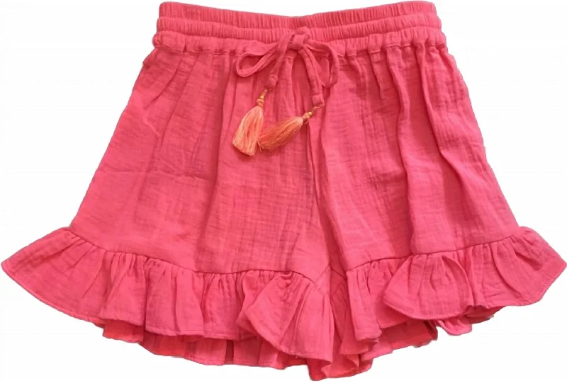 Girl's Bubble Frill Shorts In Pink