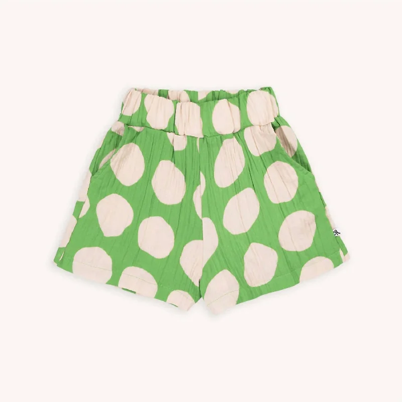 Girl's Long Shorts In White/green