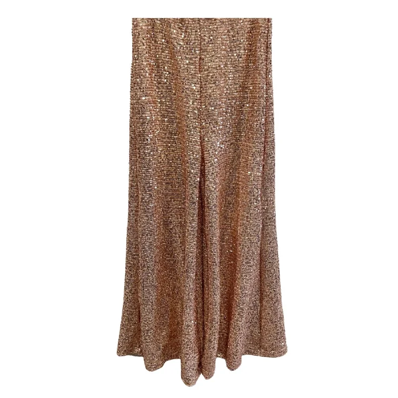 Girls Sequin Wide Leg Pant In Gold Sequin