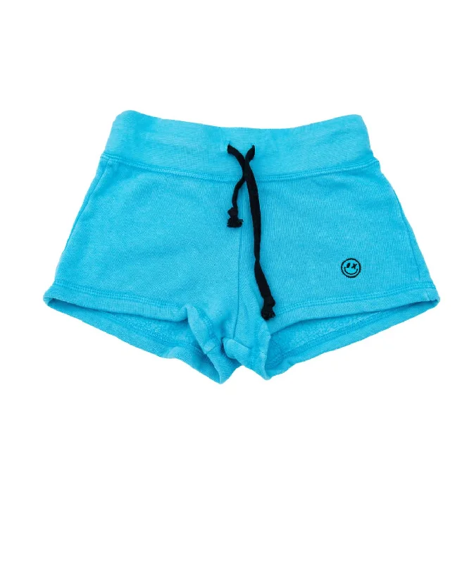 Girls Smiley Stitch Shorts In Turquoise