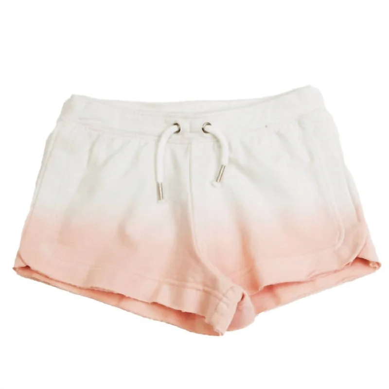 Girls Tween Dip Dyed Raw Edge Short In Pale Pink