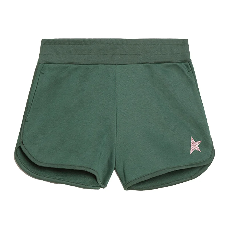 Green Logo Print Shorts