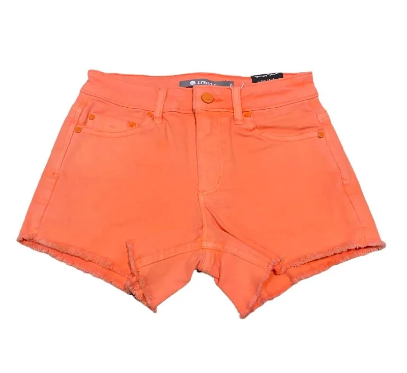 Kids Brittany Denim Shorts In Neon Orange