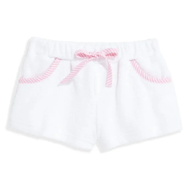 Kids' Terry Play Short In White/pink