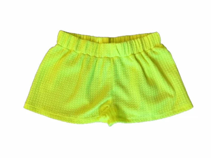 Kid's Waffle Knit Shorts In Neon Yellow