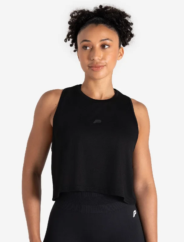 Lightweight Crop Gym Tank - Black