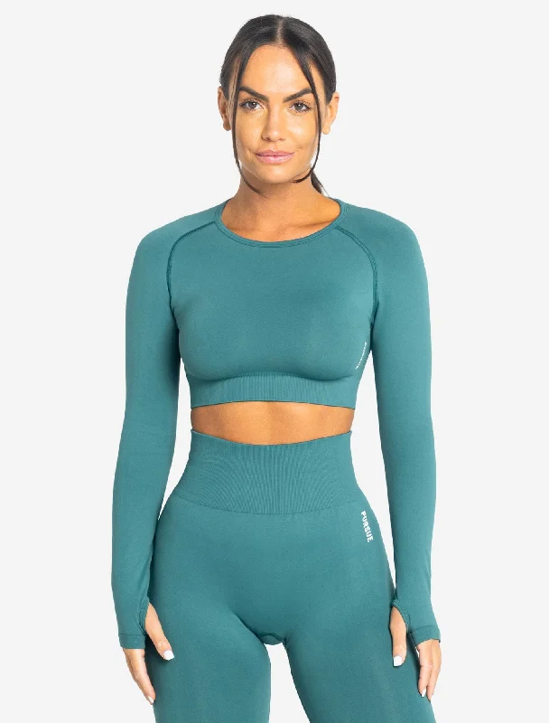 Move Seamless Long Sleeve Crop Top - Teal