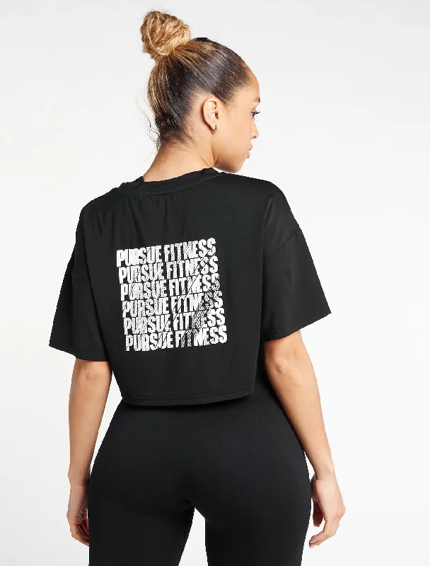 Oversized Crop T-Shirt - Black