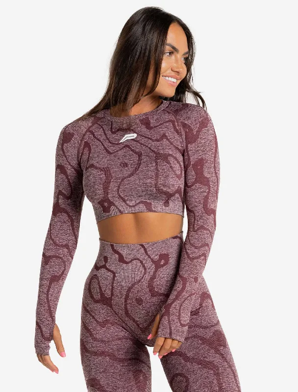 Sustainable Seamless Long Sleeve Crop Top - Burgundy