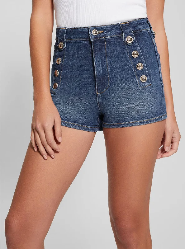 Eco High-Rise Clash Denim Shorts