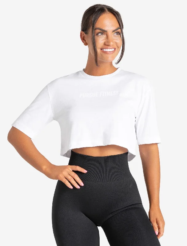 Oversized Crop T-Shirt - White